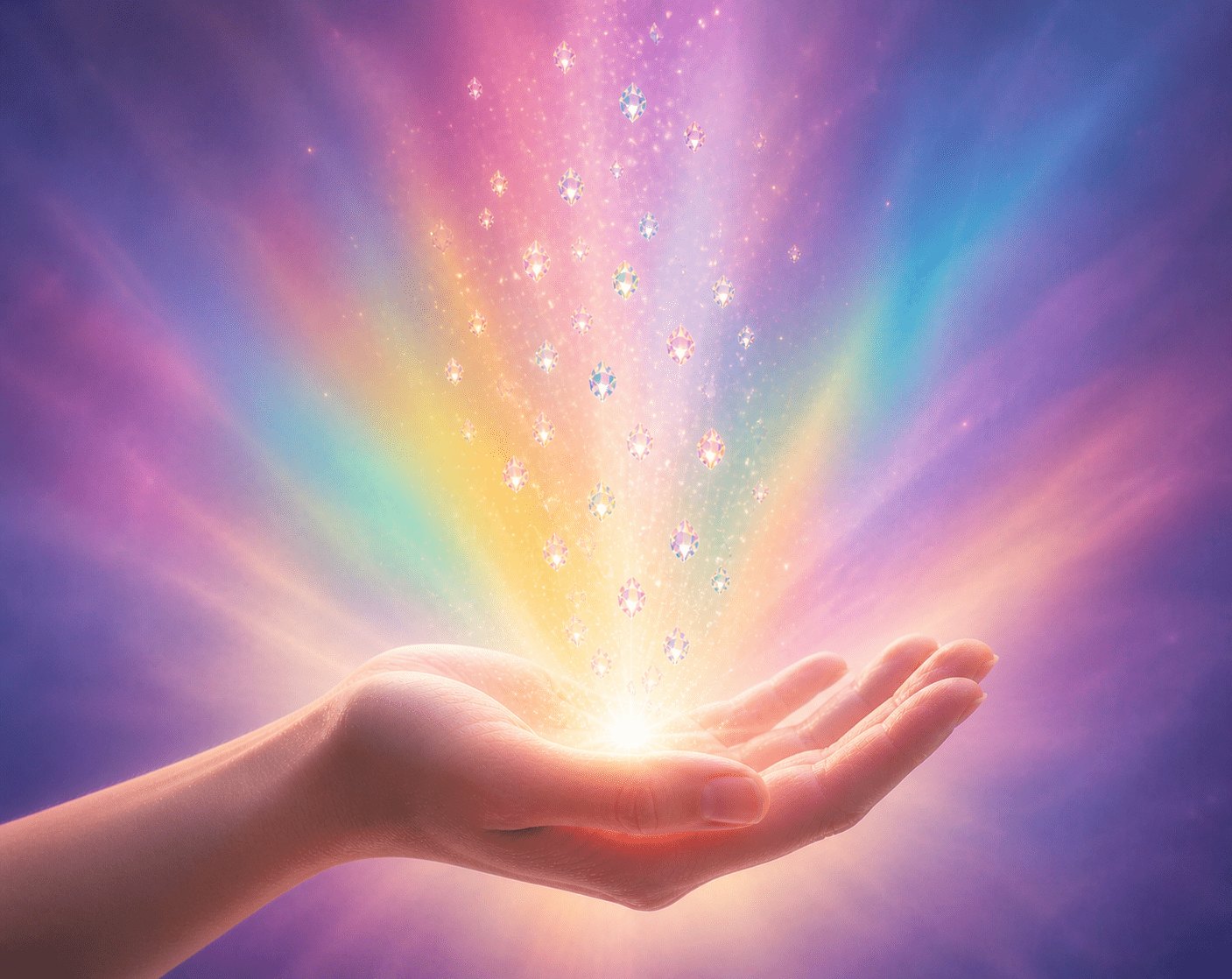 hand met lichtstralen 1