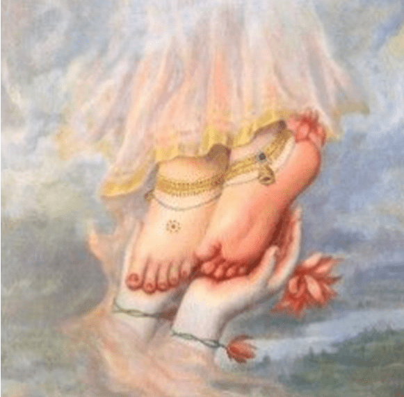 Gedragen door de handen van God Handen steken uit de wolken en dragen de vouten van wat lijkt een engels naar boven te dragen. - Dankbaarheid ritueel - Annelies Spaargaren