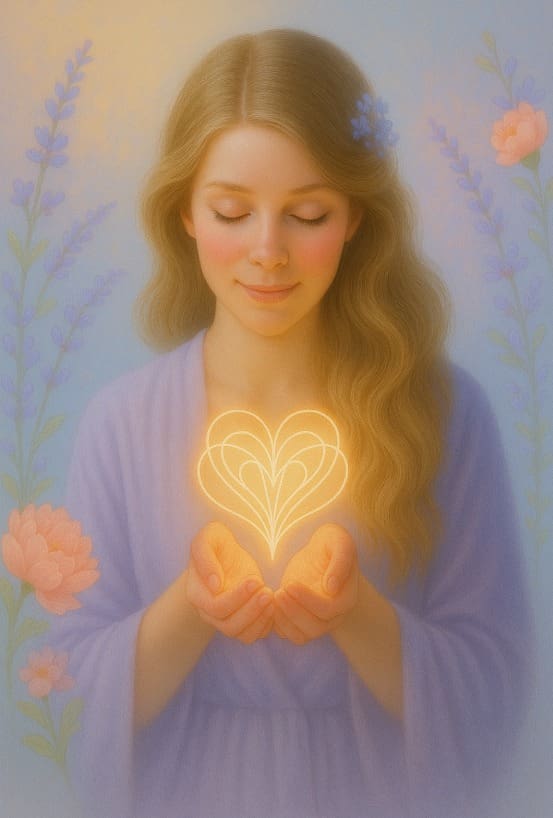 meisje met hart in handen - de kracht van zegenen Meisje met licht in haar handen in de vorm, van een hart - De Kracht Van Zegenen - eye-openers therapy - annelies spaargaren